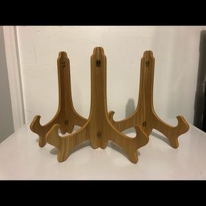 Light brown wood plate stand or easel